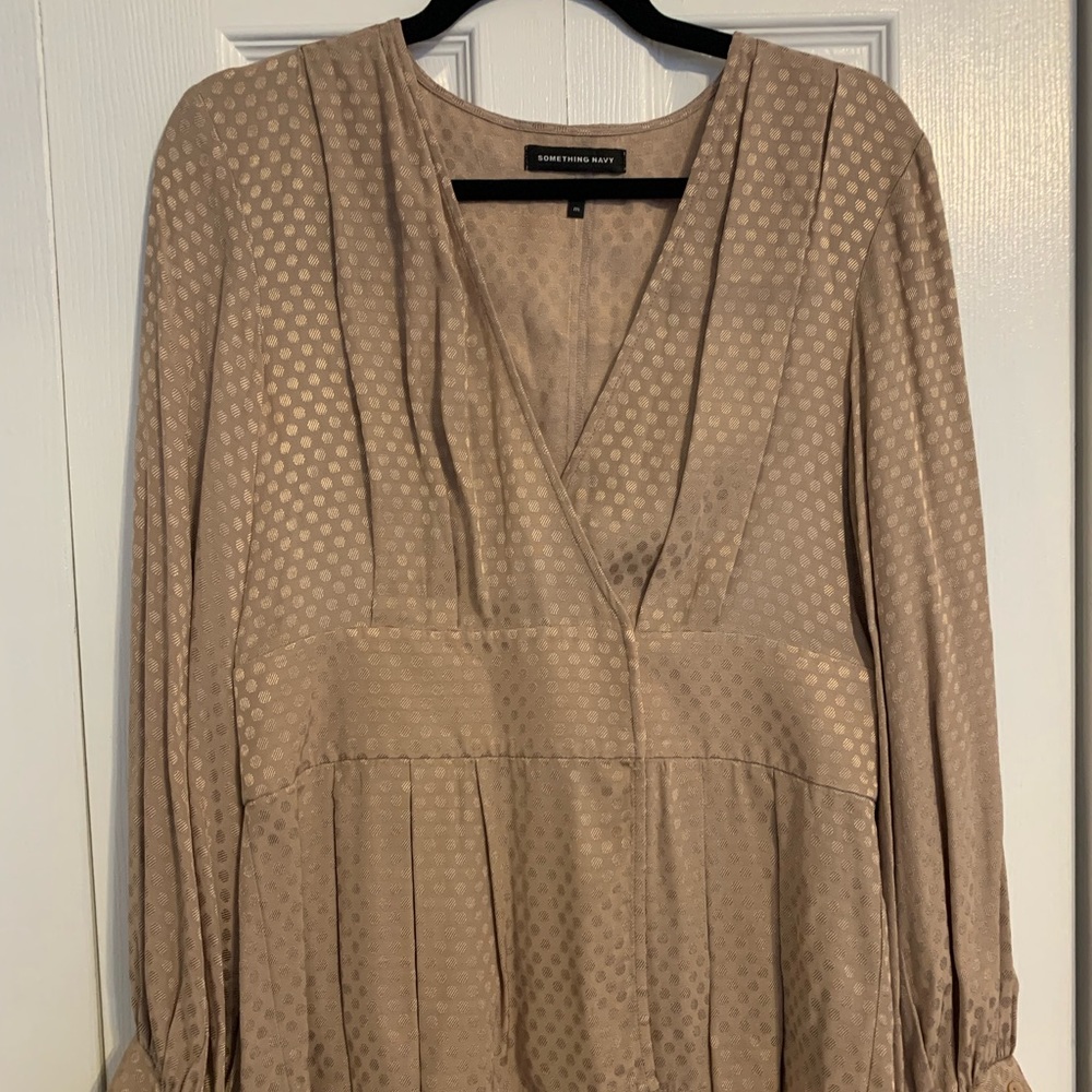 Something Navy tan blouse